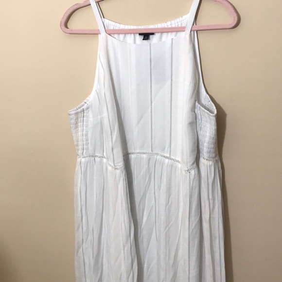 Torrid WHITE STRIPE GAUZE SHIRRED HEM MAXI DRESS - Picture 3 of 10